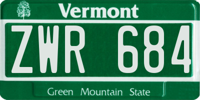 VT license plate ZWR684