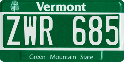 VT license plate ZWR685
