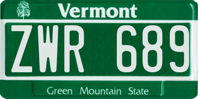VT license plate ZWR689