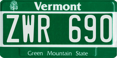 VT license plate ZWR690