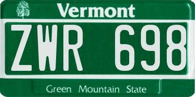 VT license plate ZWR698