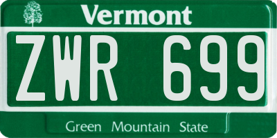 VT license plate ZWR699