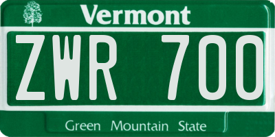 VT license plate ZWR700