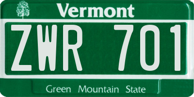 VT license plate ZWR701