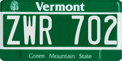 VT license plate ZWR702