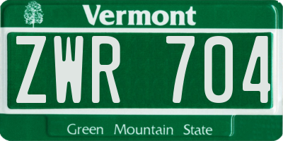 VT license plate ZWR704
