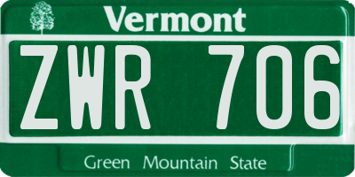 VT license plate ZWR706