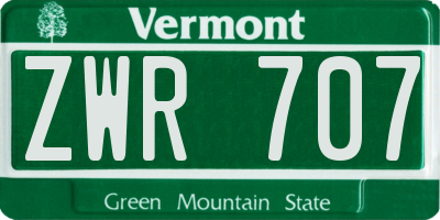 VT license plate ZWR707