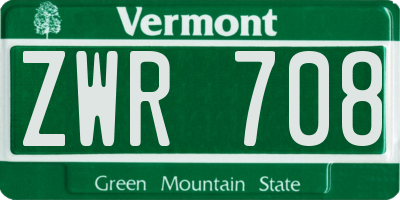 VT license plate ZWR708