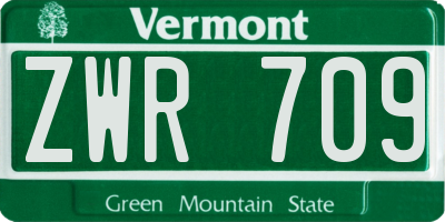 VT license plate ZWR709