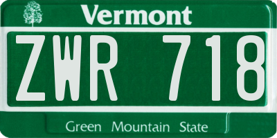 VT license plate ZWR718