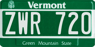 VT license plate ZWR720
