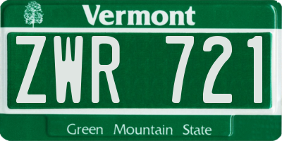 VT license plate ZWR721