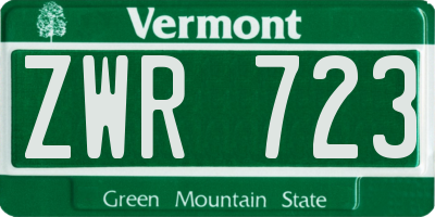 VT license plate ZWR723