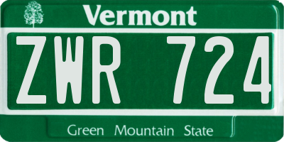 VT license plate ZWR724