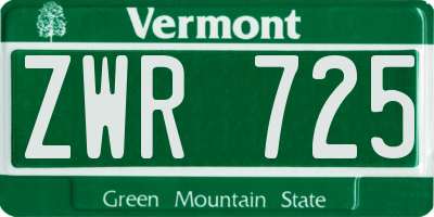 VT license plate ZWR725
