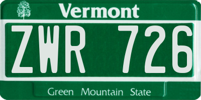 VT license plate ZWR726