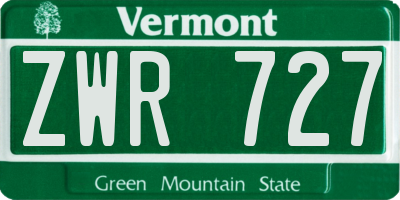 VT license plate ZWR727