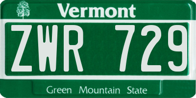VT license plate ZWR729