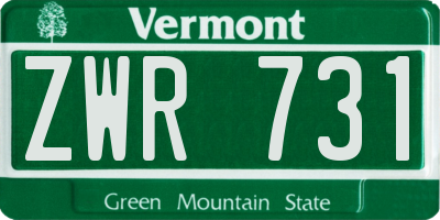 VT license plate ZWR731