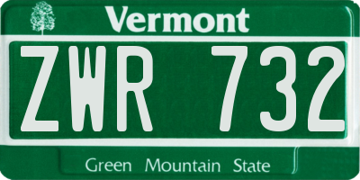 VT license plate ZWR732