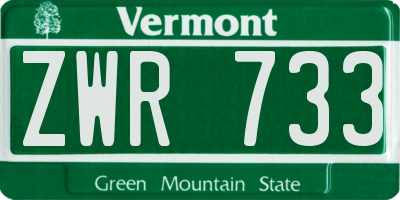 VT license plate ZWR733
