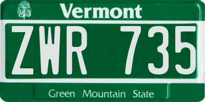 VT license plate ZWR735