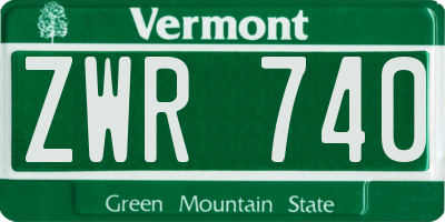 VT license plate ZWR740