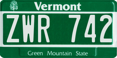 VT license plate ZWR742