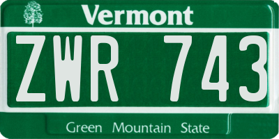 VT license plate ZWR743