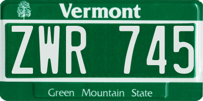 VT license plate ZWR745