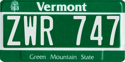 VT license plate ZWR747