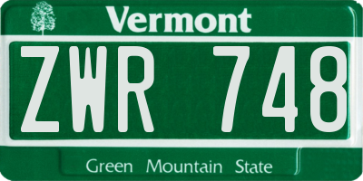 VT license plate ZWR748