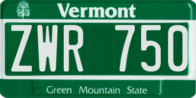 VT license plate ZWR750