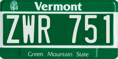 VT license plate ZWR751