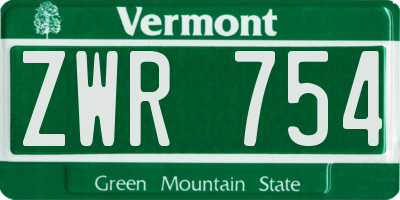 VT license plate ZWR754