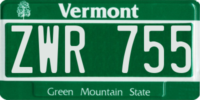 VT license plate ZWR755