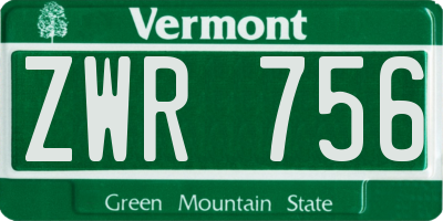 VT license plate ZWR756