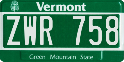 VT license plate ZWR758