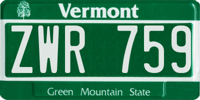 VT license plate ZWR759