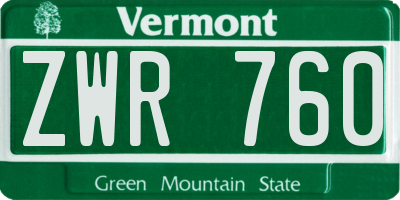 VT license plate ZWR760