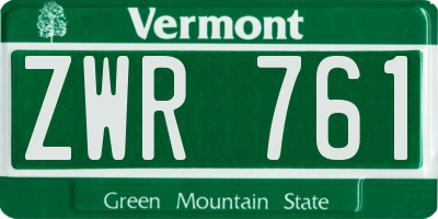 VT license plate ZWR761