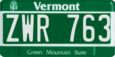VT license plate ZWR763