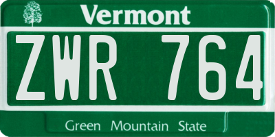 VT license plate ZWR764