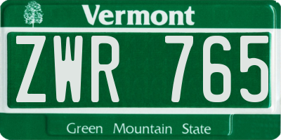 VT license plate ZWR765