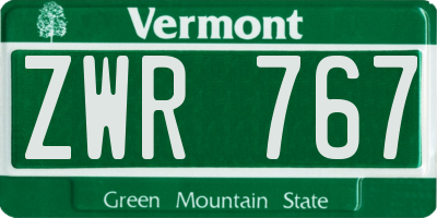 VT license plate ZWR767