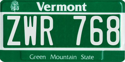 VT license plate ZWR768