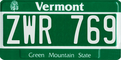 VT license plate ZWR769