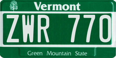 VT license plate ZWR770