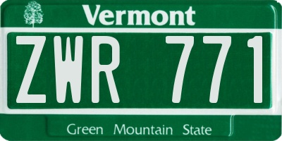 VT license plate ZWR771